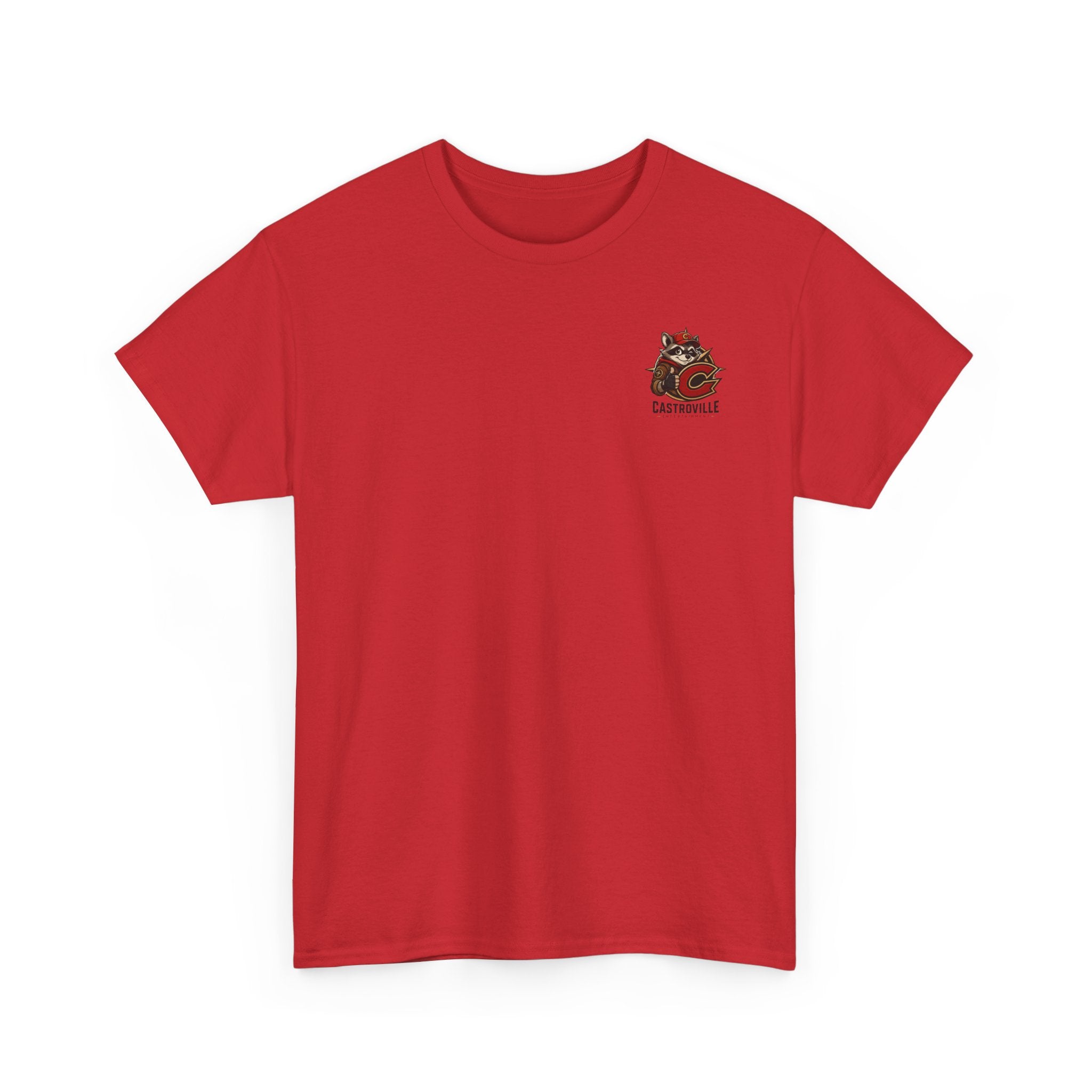Raccoon Adventure T-Shirt — 'Castroville Entertainment' Retro Poster Tee