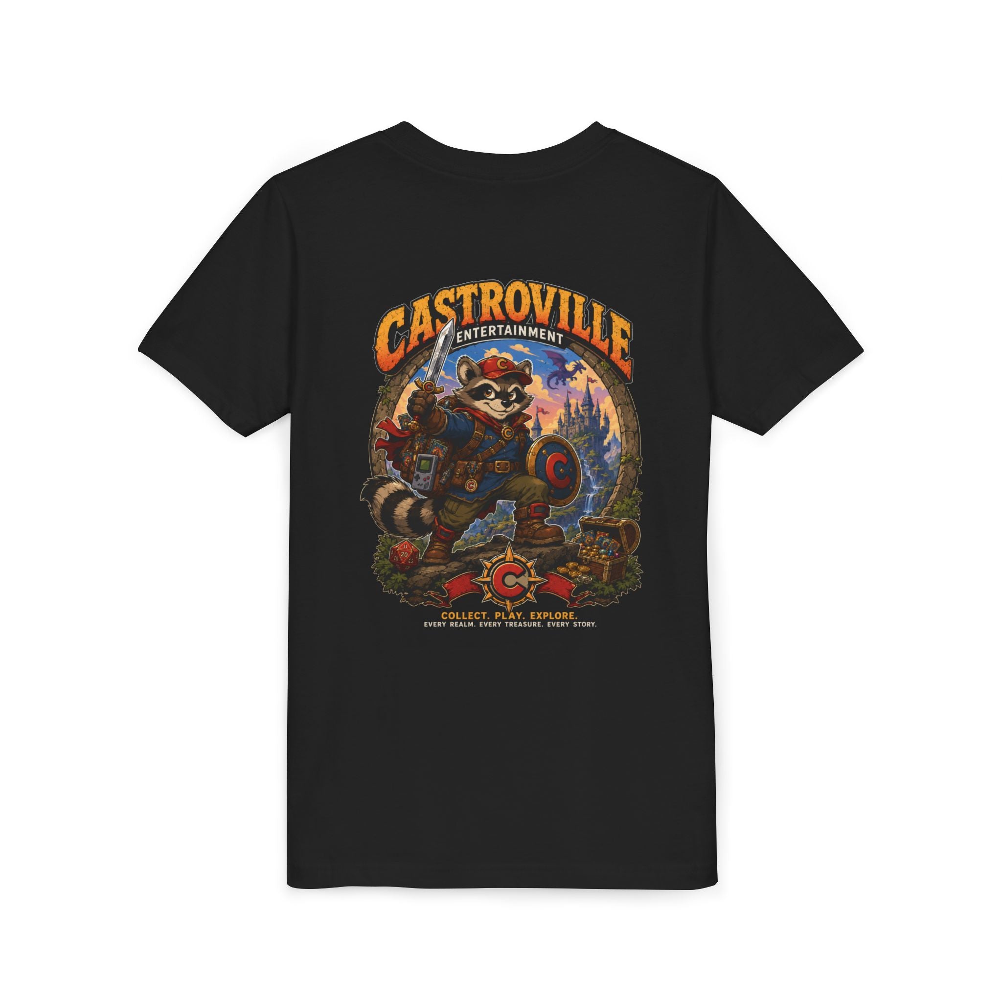 Youth Tee — Castroville Raccoon Adventure Graphic Shirt