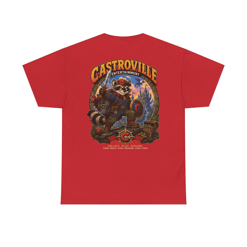 Raccoon Adventure T-Shirt — 'Castroville Entertainment' Retro Poster Tee