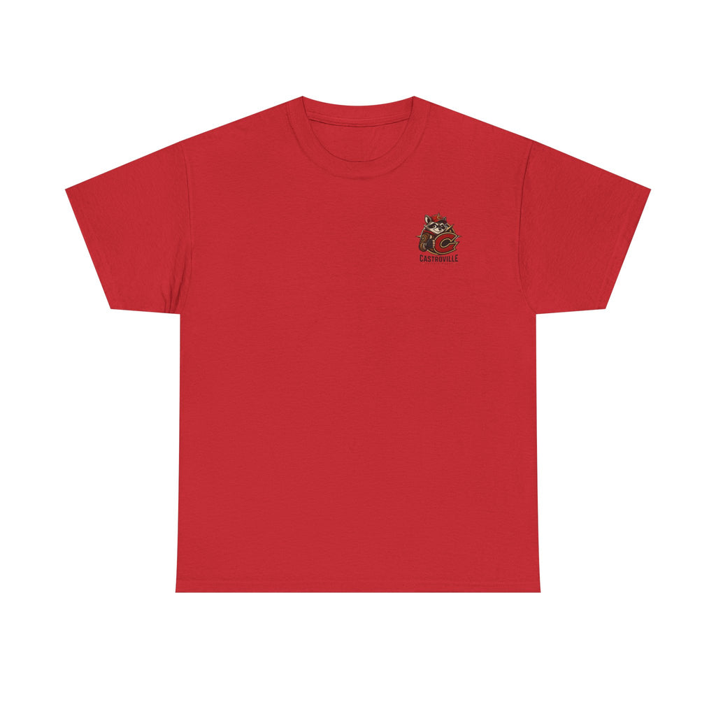 Raccoon Adventure T-Shirt — 'Castroville Entertainment' Retro Poster Tee