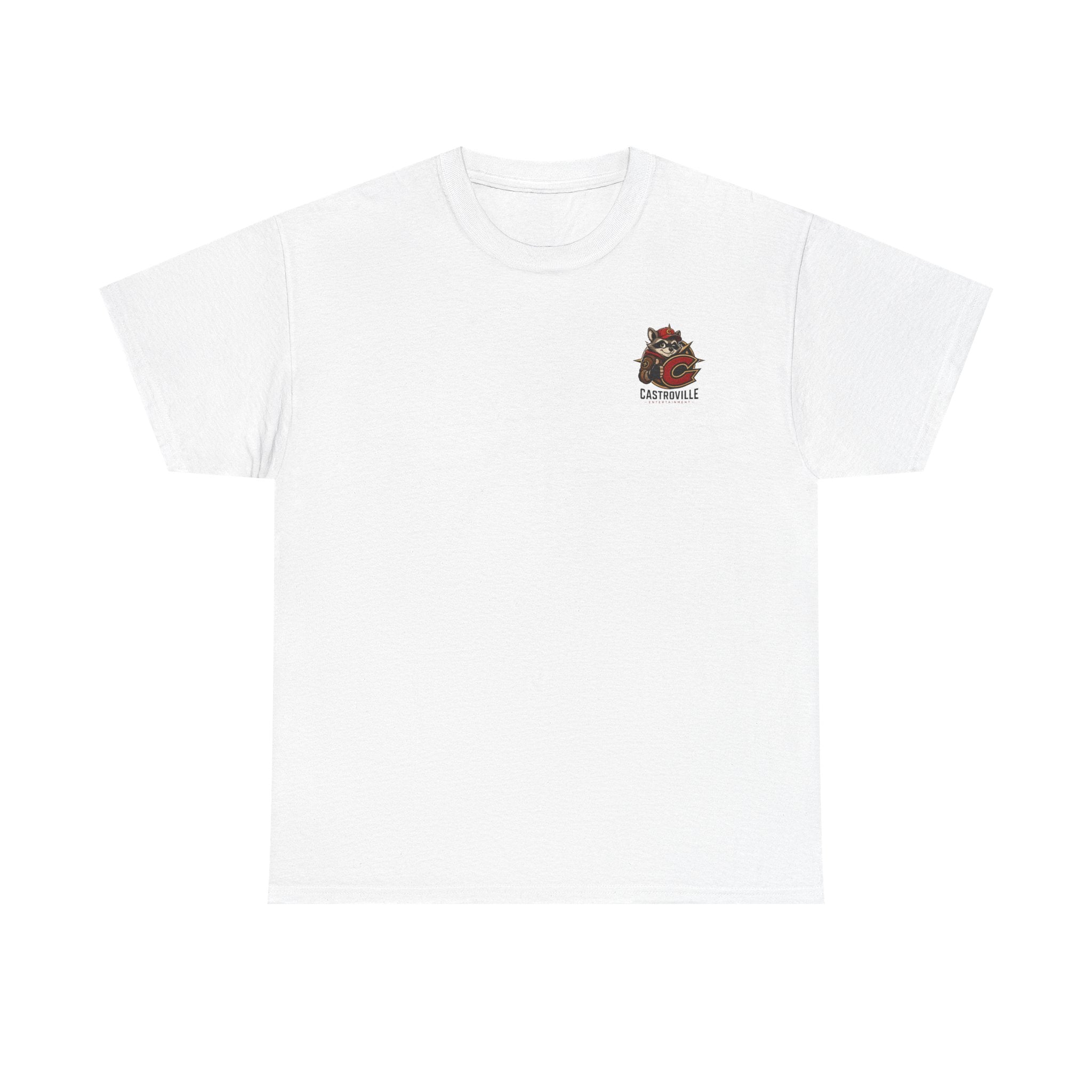 Raccoon Adventure T-Shirt — 'Castroville Entertainment' Retro Poster Tee