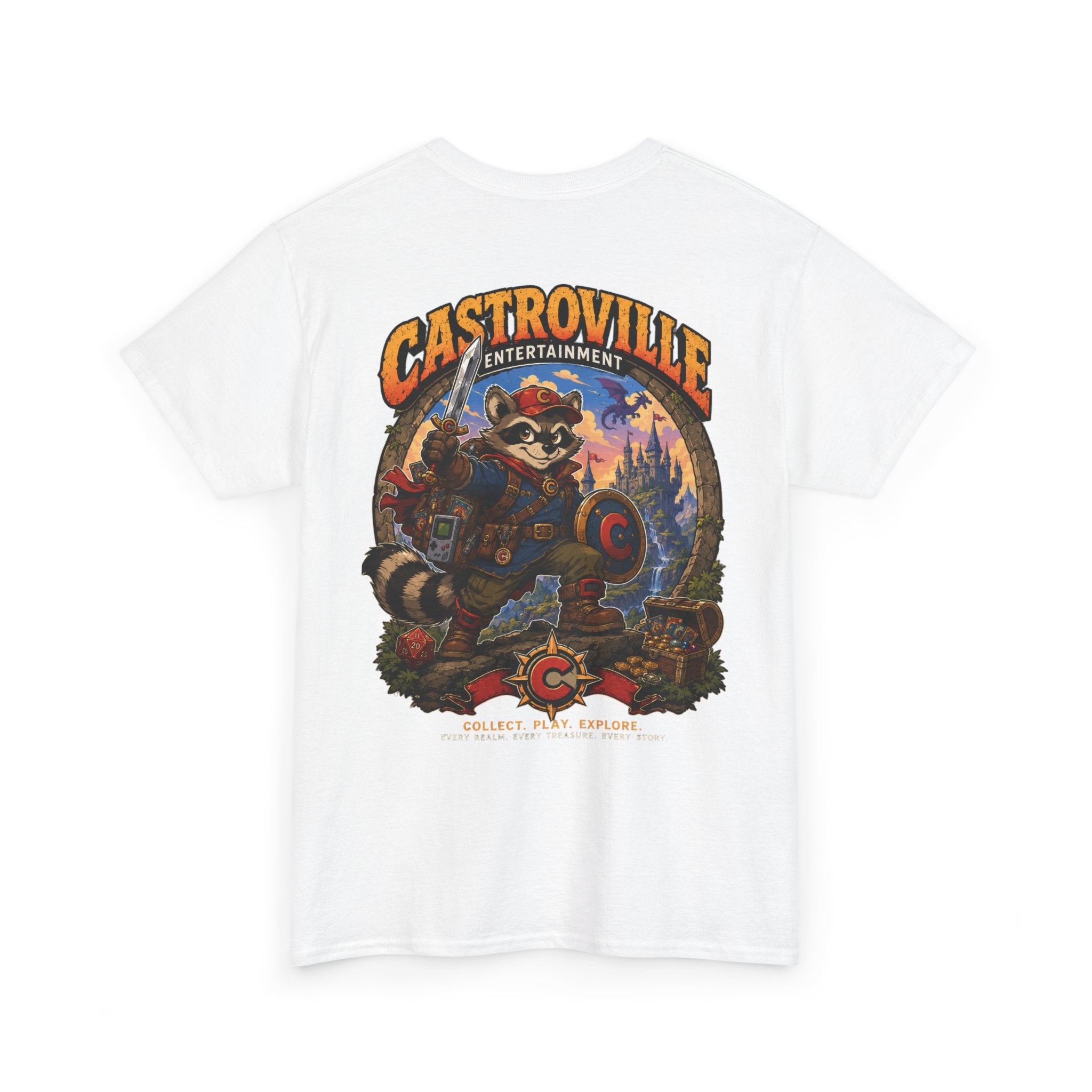 Raccoon Adventure T-Shirt — 'Castroville Entertainment' Retro Poster Tee