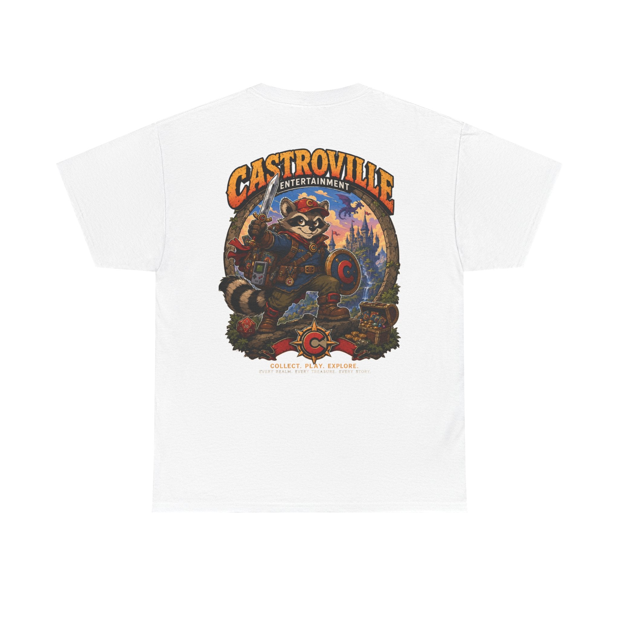 Raccoon Adventure T-Shirt — 'Castroville Entertainment' Retro Poster Tee