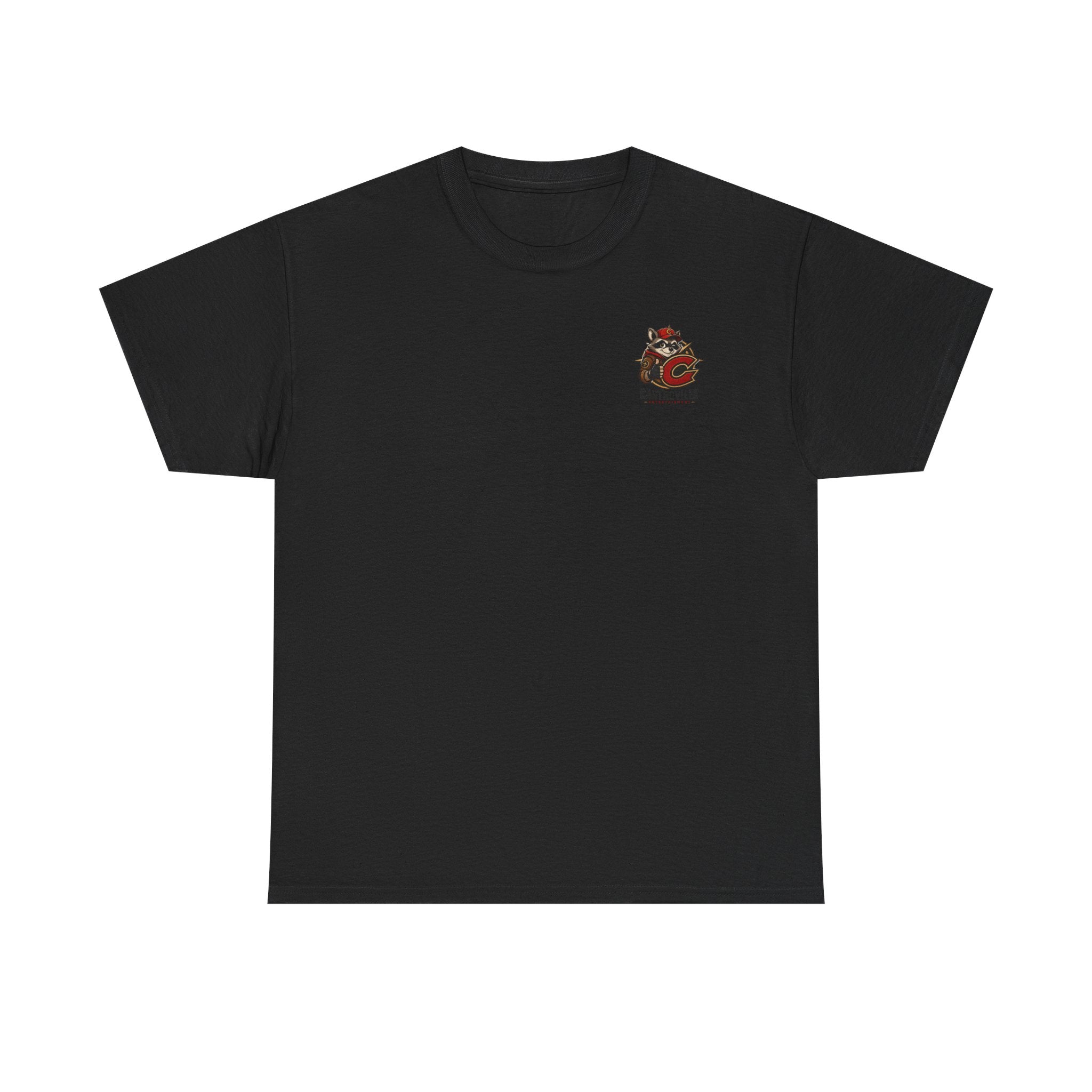 Raccoon Adventure T-Shirt — 'Castroville Entertainment' Retro Poster Tee