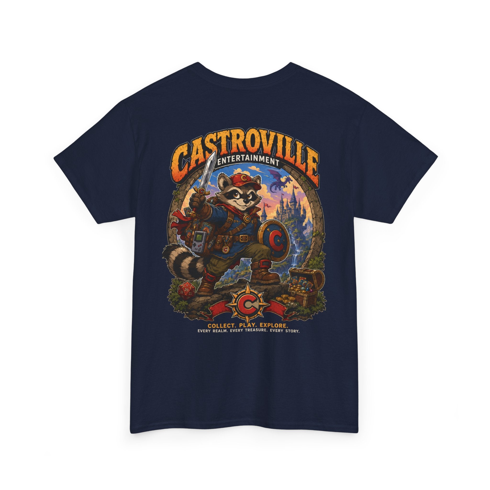 Raccoon Adventure T-Shirt — 'Castroville Entertainment' Retro Poster Tee